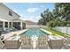 Beautiful backyard pool area surrounded by lush landscaping and patio furniture at 8305 Praise Dr, Tampa, FL 33625