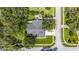 Aerial view of a home showcasing its well-manicured lawn, mature trees, and screened-in lanai at 8901 Eagle Watch Dr, Riverview, FL 33578