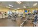 Bright gym features treadmills, bikes, rowing machine, weight machines, and televisions for resident fitness and convenience at 9275 Bella Vita Cir, Land O Lakes, FL 34637