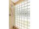 Shower with glass block and neutral tile at 13710 Westshire Dr, Tampa, FL 33618