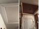 Attic entrance with white trim, ceiling, and a white painted door at 1448 Temple St, Clearwater, FL 33756