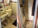 Retro bathroom with vintage yellow fixtures and tile, featuring both a sink area and separate shower at 1448 Temple St, Clearwater, FL 33756