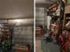 Cluttered garage with storage shelves and automated door at 1448 Temple St, Clearwater, FL 33756