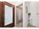 Bathroom with a glass shower and a decorative glass door at 1531 75Th Ne Cir, St Petersburg, FL 33702