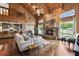 Bright living room with wood accents, stone fireplace, hardwood floors, and waterfront views at 1531 75Th Ne Cir, St Petersburg, FL 33702