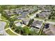 Sprawling neighborhood aerial view showcasing community pools, green spaces, and well-maintained homes at 1669 Feather Grass Loop, Lutz, FL 33558