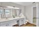 Bathroom with double vanity, large mirror, and modern fixtures at 1706 Erin Brooke Dr, Valrico, FL 33594