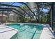 Inviting screened pool boasts clear blue water, providing a refreshing oasis in the backyard at 23327 Christian Cir, Brooksville, FL 34601