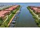 Community aerial view of the docks and residences at 2733 Via Cipriani # 830B, Clearwater, FL 33764