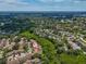 Aerial image of a townhome community nestled among lush greenery, near a winding stream at 3077 Branch Dr, Clearwater, FL 33760
