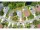 Aerial view showcasing property lines with private pool, landscaping, and neighborhood layout at 4948 Ridgemoor Cir, Palm Harbor, FL 34685
