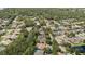 Bird's eye view of a residential neighborhood featuring lush greenery and well-maintained homes at 5360 Karlsburg Pl, Palm Harbor, FL 34685