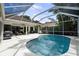 Beautiful pool and outdoor living space with a screened enclosure and ample patio furniture at 5360 Karlsburg Pl, Palm Harbor, FL 34685