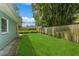 Lush backyard featuring a well-maintained lawn, mature trees, and a privacy fence at 8014 27Th N Ave, St Petersburg, FL 33710
