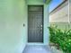 Close-up of the front door, showcasing a modern design and a welcoming entrance at 13806 Reindeer Cir, Hudson, FL 34669