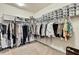 Organized walk-in closet with clothing racks, shelves, and containers for maximum storage capacity at 1846 Moorhen Way, Lutz, FL 33558
