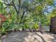 Wooden deck lined with potted plants overlooks a mature tree canopy at 290 Winchester Way, Palm Harbor, FL 34684