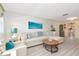 Cozy living room with comfortable seating, beach-themed decor, and attractive flooring at 6025 Shore S Blvd # 408, Gulfport, FL 33707