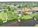 Luxury estate with a serene backyard pool and wooden dock overlooking the peaceful waterfront at 8707 Silverthorn Rd, Seminole, FL 33777