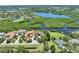 Panoramic aerial view of luxury homes with waterway access, docks, and lush landscaping in the community at 8707 Silverthorn Rd, Seminole, FL 33777