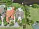 An aerial view showcases a collection of homes, each boasting private pools and waterfront access via individual docks at 8707 Silverthorn Rd, Seminole, FL 33777