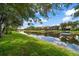Scenic waterfront view featuring lush greenery and clear water reflecting the sky at 10921 Cory Lake Dr, Tampa, FL 33647