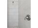 Close-up of shower with brushed-nickel hardware and gray-tiled walls at 11311 Striped Bass Ct, New Port Richey, FL 34654