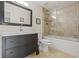 This well-appointed bathroom boasts an elegant vanity and tub/shower combo perfect for unwinding after a long day at 3368 Ramblewood Pl # 37-D-1, Sarasota, FL 34237