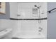 Updated bathroom featuring modern fixtures, subway tile surround, and a shower-tub combination at 501 74Th N Ave, St Petersburg, FL 33702