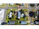 An aerial top down shot shows house among quiet residential neighborhood at 5528 40Th N St, St Petersburg, FL 33714