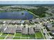 A captivating aerial shot highlighting the community pond view and home location at 12821 Satin Lily Dr, Riverview, FL 33579