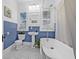Classic bathroom with blue accents, clawfoot tub, and mosaic tile flooring, offering vintage charm and modern amenities at 1415 7Th N Ave, St Petersburg, FL 33705