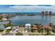 An aerial view of the home nestled on the water with ocean views at 17715 Wall Cir, Redington Shores, FL 33708