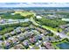 Aerial view of a residential area with beautiful homes, ponds, and lush green landscapes at 2120 Gwynhurst Blvd, Wesley Chapel, FL 33543