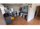 Cozy kitchen features blue cabinets, hardwood floors, and stainless steel appliances at 2410 38Th N Ave, St Petersburg, FL 33713