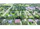 Aerial view of a community showcasing houses, green trees, and surrounding neighborhood at 2504 Oak Landing Dr, Brandon, FL 33511