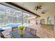 Screened-in patio with sparkling pool, outdoor kitchen, beautiful brick pavers, and outdoor dining area at 2504 Oak Landing Dr, Brandon, FL 33511