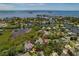 Aerial view of the property showing its location near the water at 389 Grand Bay Dr, Palm Harbor, FL 34683
