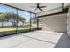 Screened patio with concrete flooring and ceiling fan, overlooking the backyard at 4015 Overlook Ne Dr, St Petersburg, FL 33703