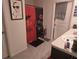 This bathroom is equipped with a shower, toilet and a double sink vanity at 7575 Sail Clover Ln, Zephyrhills, FL 33540