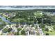 An aerial view showcasing homes nestled among lush trees and waterways, all with scenic lake views at 8927 95Th N St, Seminole, FL 33777
