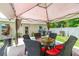 Outdoor patio with a glass-top table and wicker chairs, perfect for entertaining at 9016 Water Chestnut Dr, Temple Terrace, FL 33637