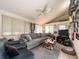 Comfortable living room with a vaulted ceiling, large couch, and lots of natural light at 1136 Granada St, Clearwater, FL 33755
