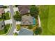 Aerial view of the home showing the pool, the roof line and the surrounding greenery at 23320 Dinhurst Ct, Land O Lakes, FL 34639
