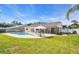 Well-maintained backyard featuring a sparkling pool, lush green grass, and a screened patio at 2897 Rosery Ne Rd, Largo, FL 33771