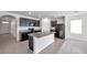 Modern kitchen with dark cabinets, granite countertops and a large island with a stainless steel sink at 30732 Summer Sun Loop, Wesley Chapel, FL 33545