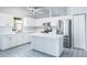 Bright kitchen features white cabinets, stainless appliances, and island at 4167 Seton Cir, Palm Harbor, FL 34683