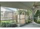Screened in patio overlooking a fenced in backyard with mature landscaping at 4167 Seton Cir, Palm Harbor, FL 34683