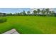 This backyard offers plentiful lawn space, enhanced by beautiful landscaping and full fencing at 5438 Summer Sunset Dr, Apollo Beach, FL 33572