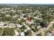 Aerial view showcasing property's location within a lush, tree-filled neighborhood at 6658 Stewart N Ave, St Petersburg, FL 33702